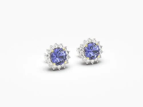 Elegant Tanzanite Earrings with Real Diamonds – A Touch of Royal Glamour