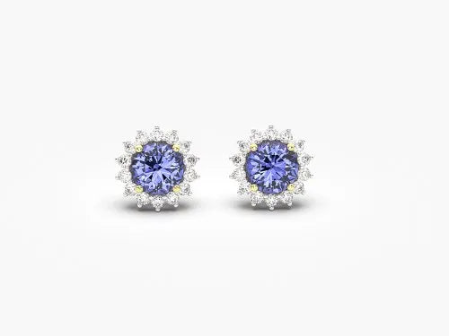 Elegant Tanzanite Earrings with Real Diamonds – A Touch of Royal Glamour