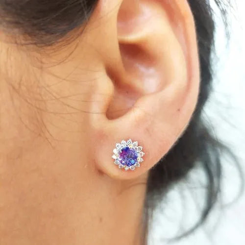 Elegant Tanzanite Earrings with Real Diamonds – A Touch of Royal Glamour