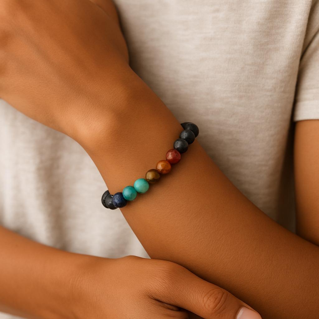 SoulSync – Crafted Bracelet with Natural Lava and 7 Chakra Beads