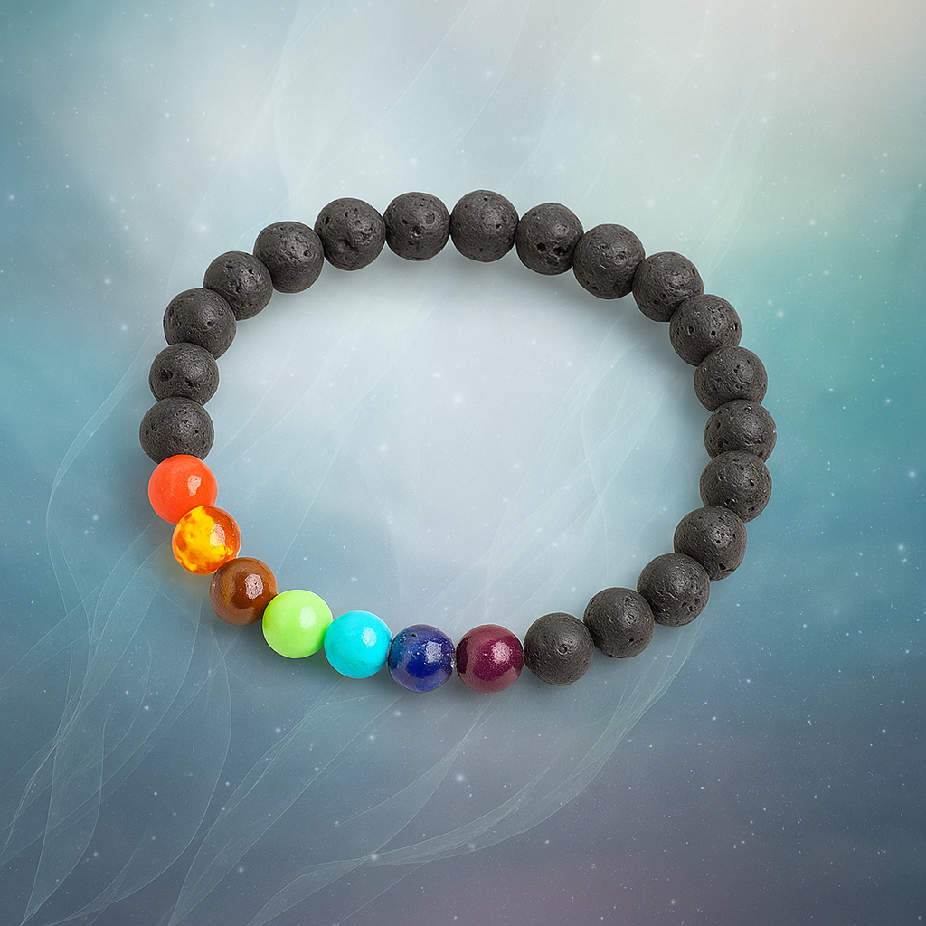 SoulSync – Crafted Bracelet with Natural Lava and 7 Chakra Beads