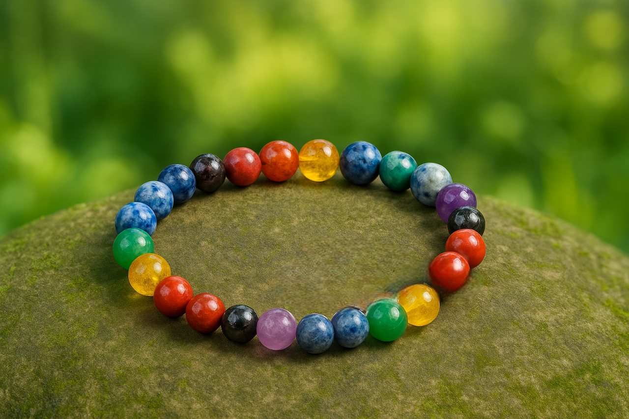 Colorful 7 Stone Bracelet with Pyrite – Style That Speaks Balance