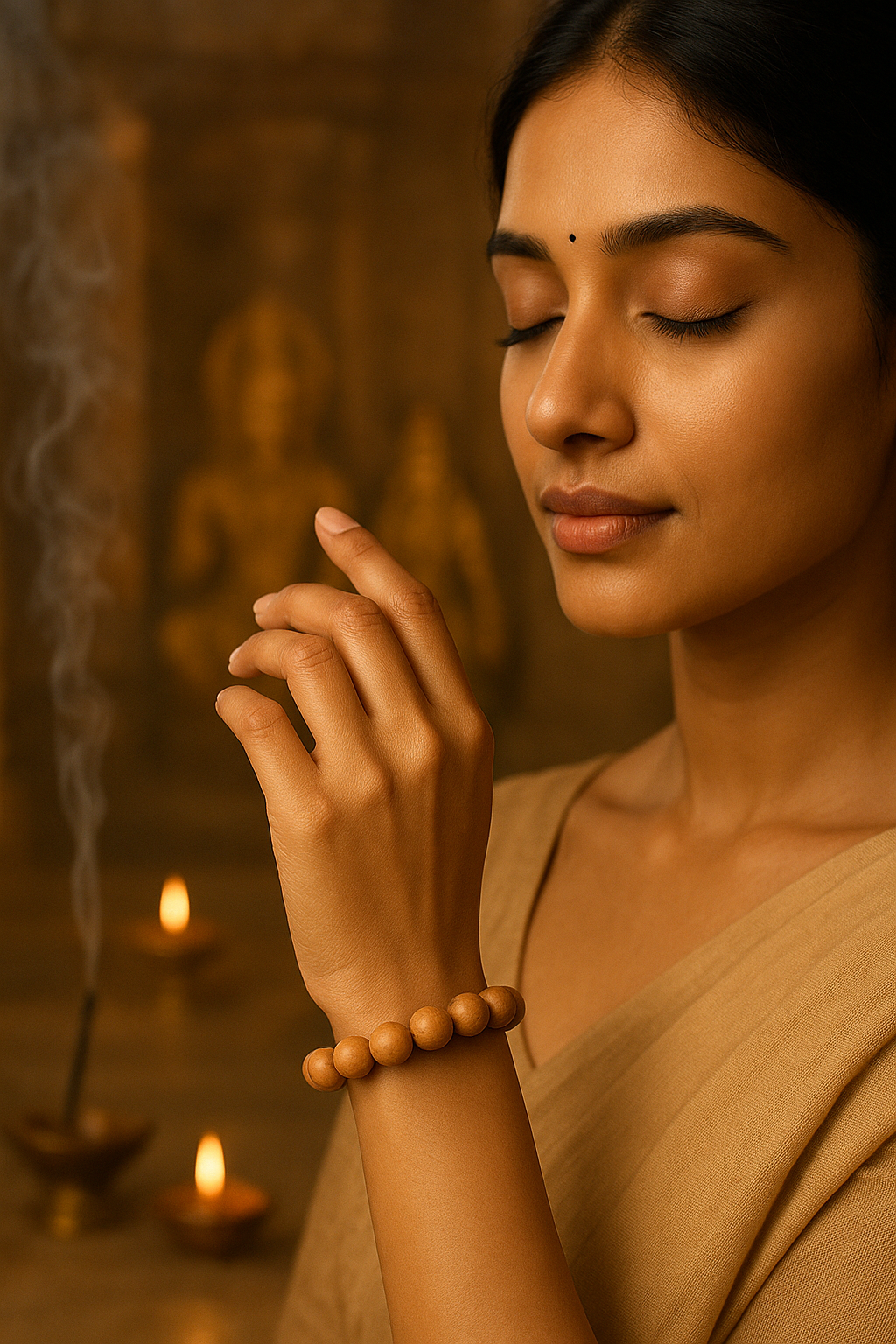 Natural Chandan Bead Bracelet – Authentic Sandalwood for Calmness