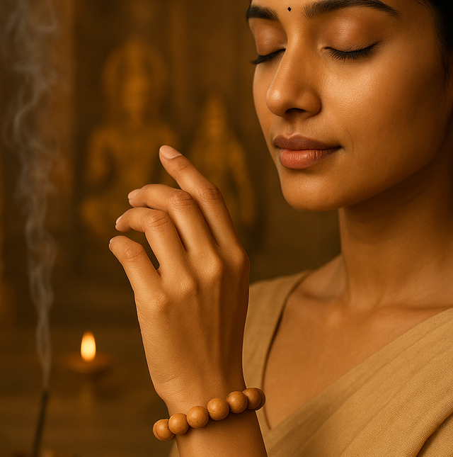 Natural Chandan Bead Bracelet – Authentic Sandalwood for Calmness