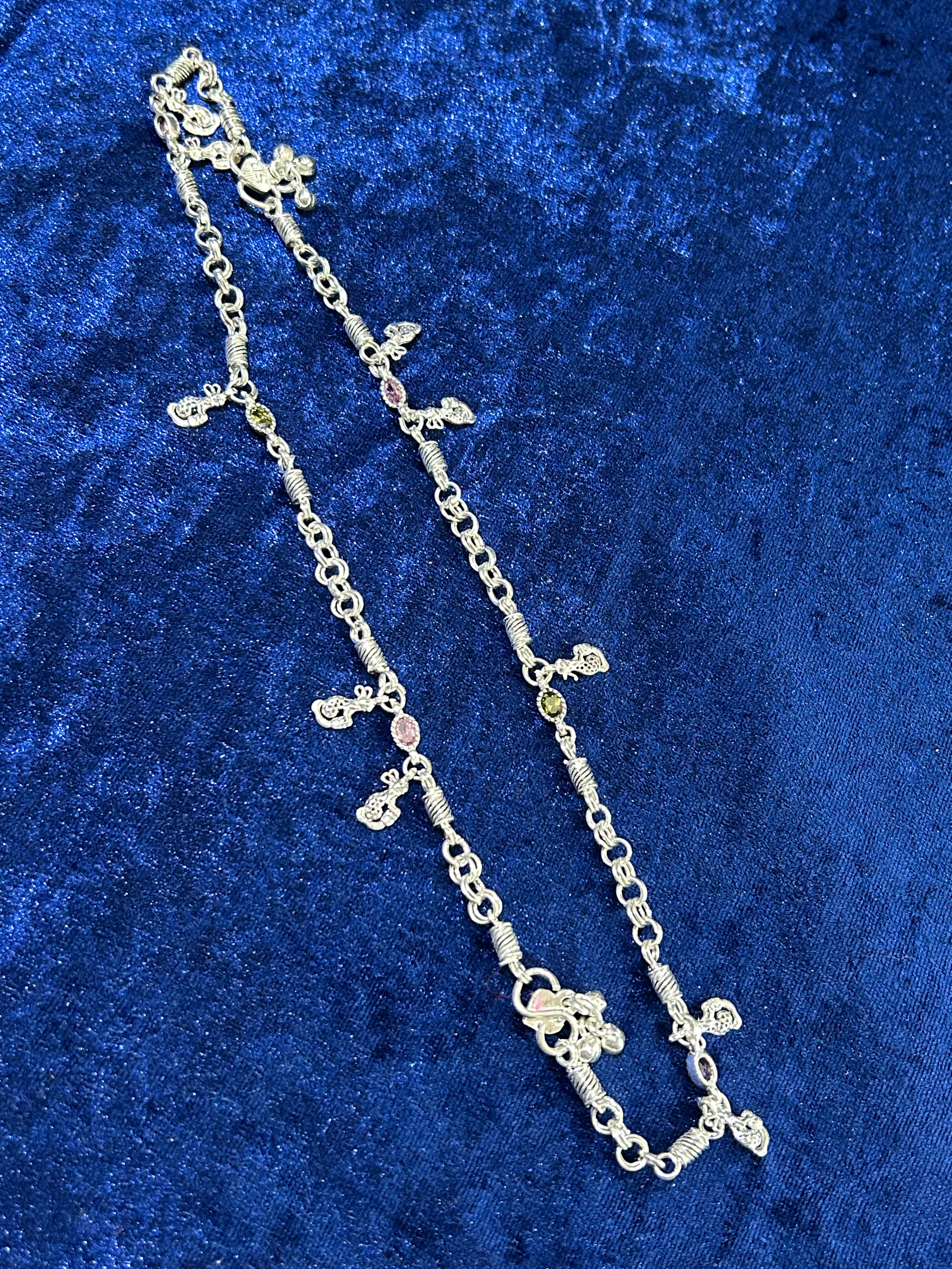 Glitz & Grace: Pure Silver Designer Anklets
