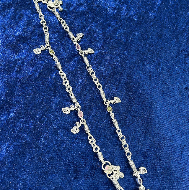 Glitz & Grace: Pure Silver Designer Anklets