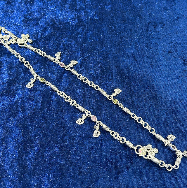 Glitz & Grace: Pure Silver Designer Anklets