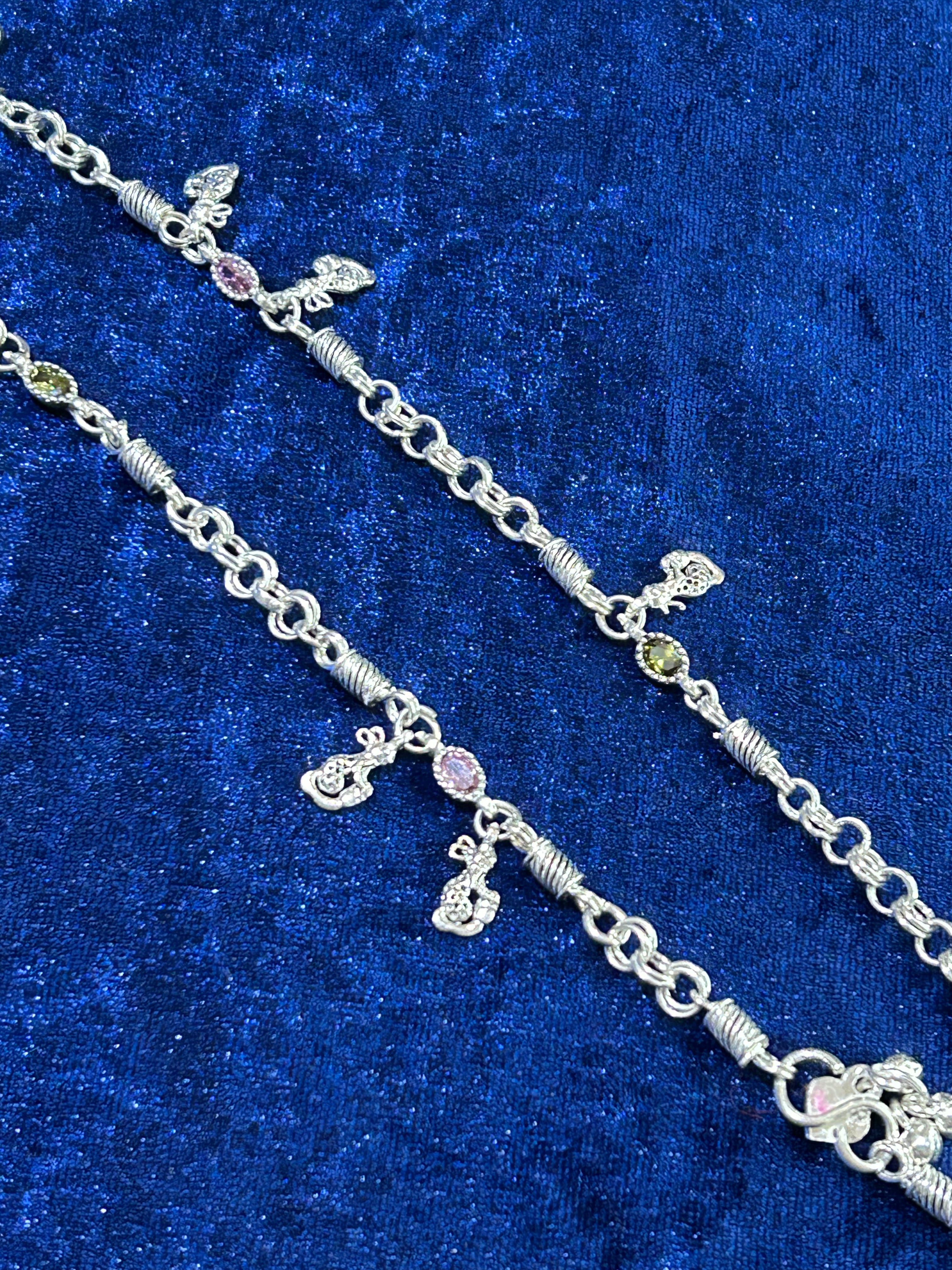 Glitz & Grace: Pure Silver Designer Anklets