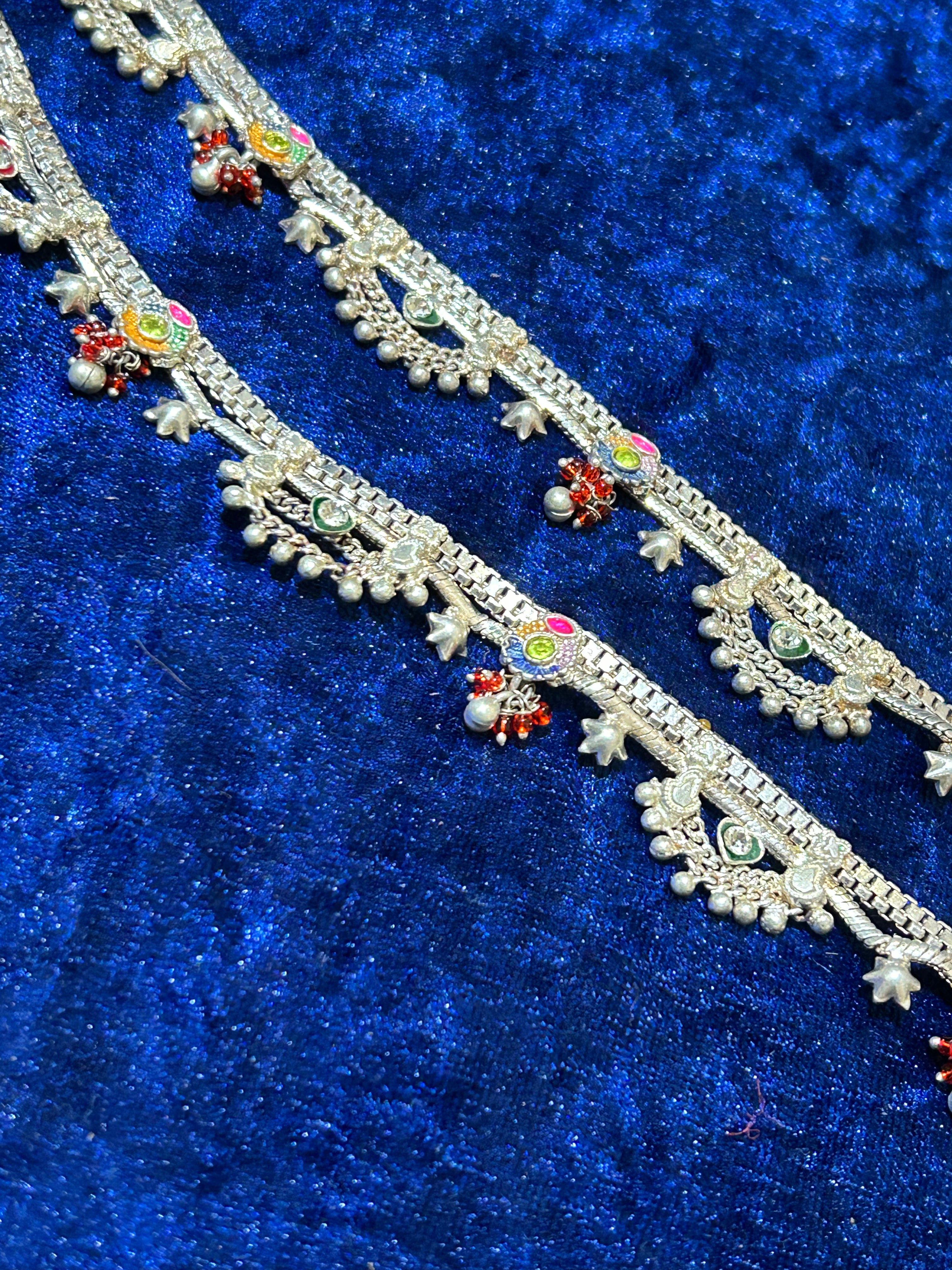 Glitz & Grace: Pure Silver Designer Anklets