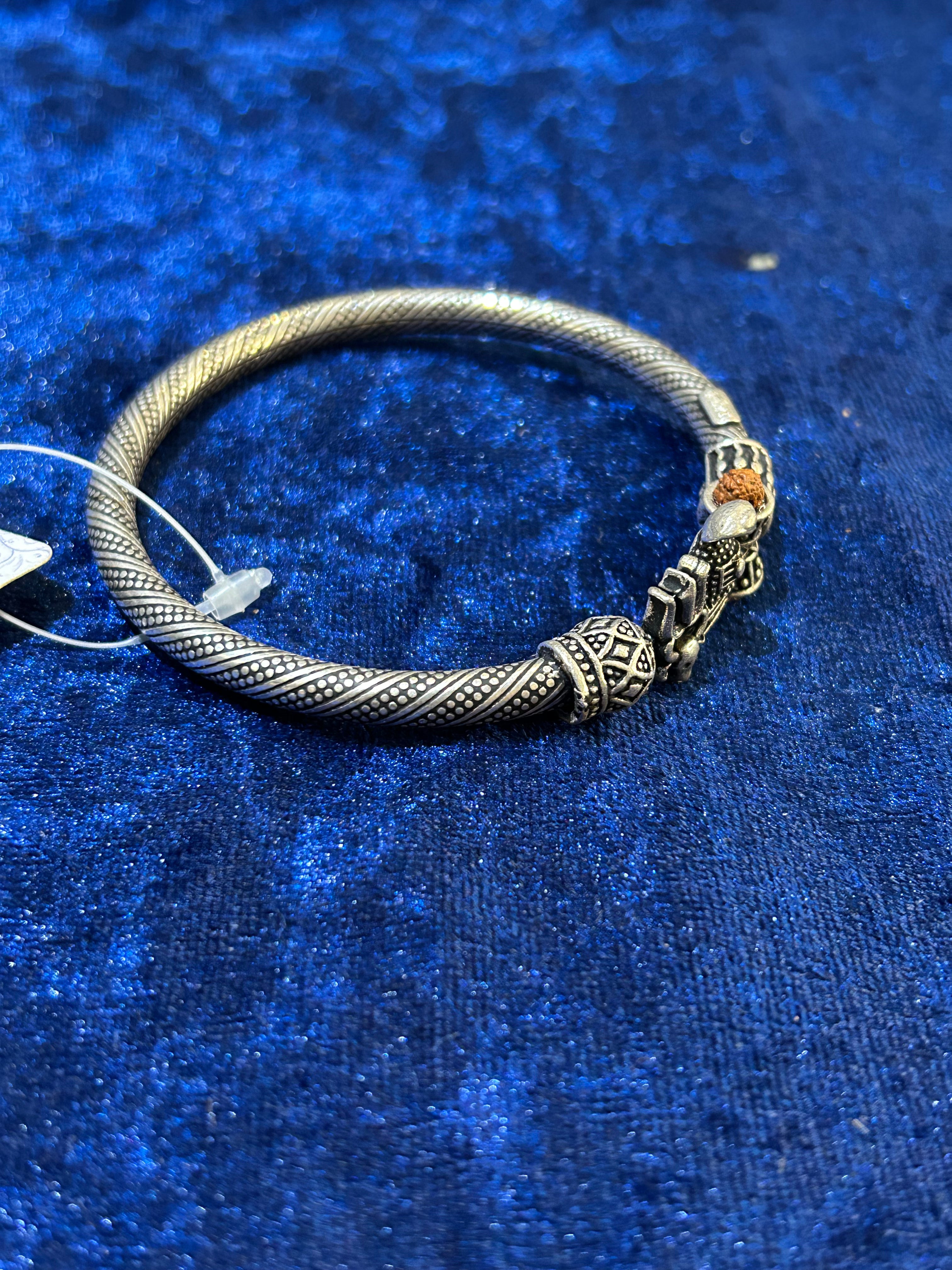 Divine Pure Silver Mahadev Bracelet for Men – Spiritual Strength