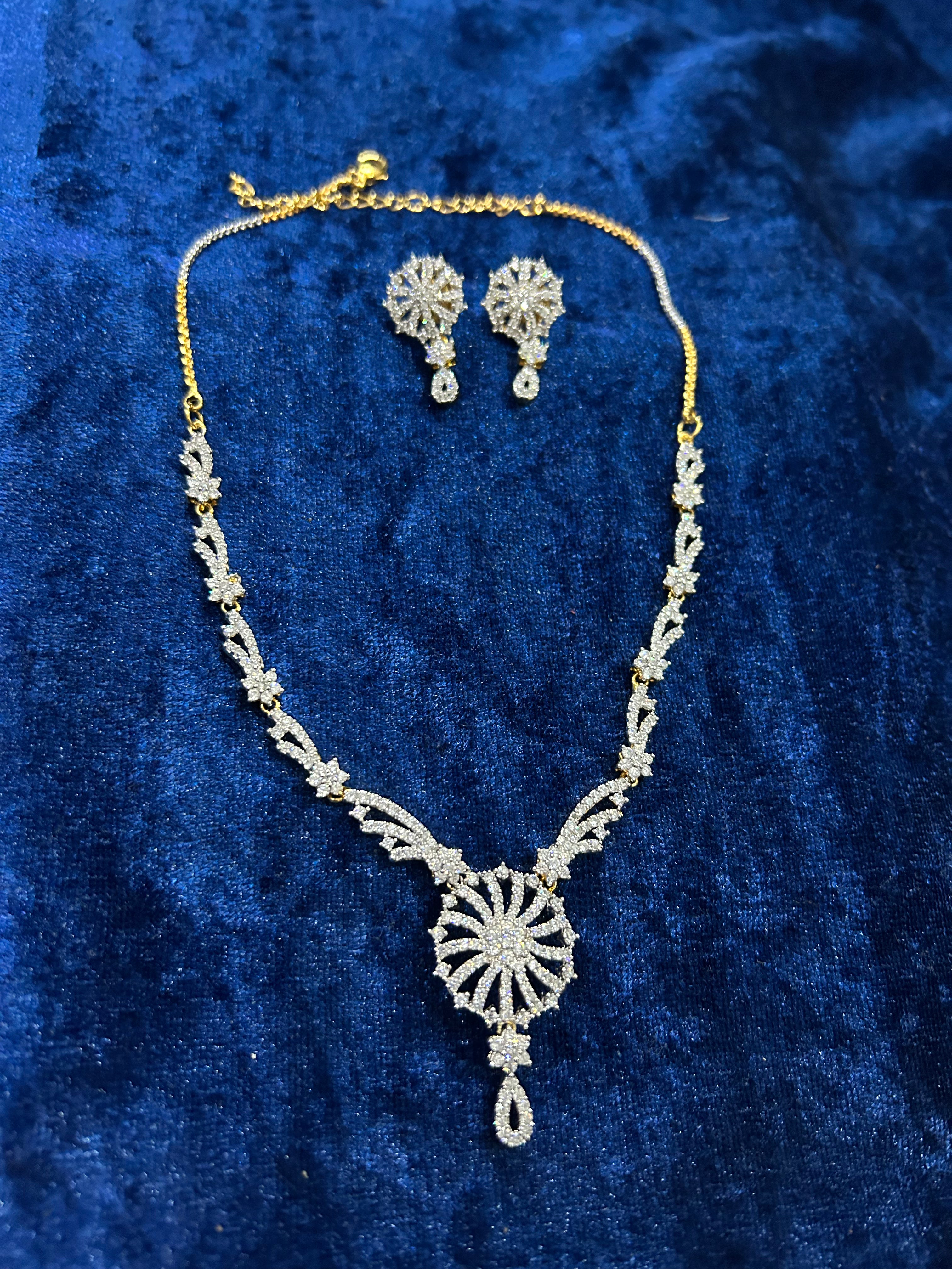 Glistening Aura – Premium Silver Plated Necklace & Earrings Set