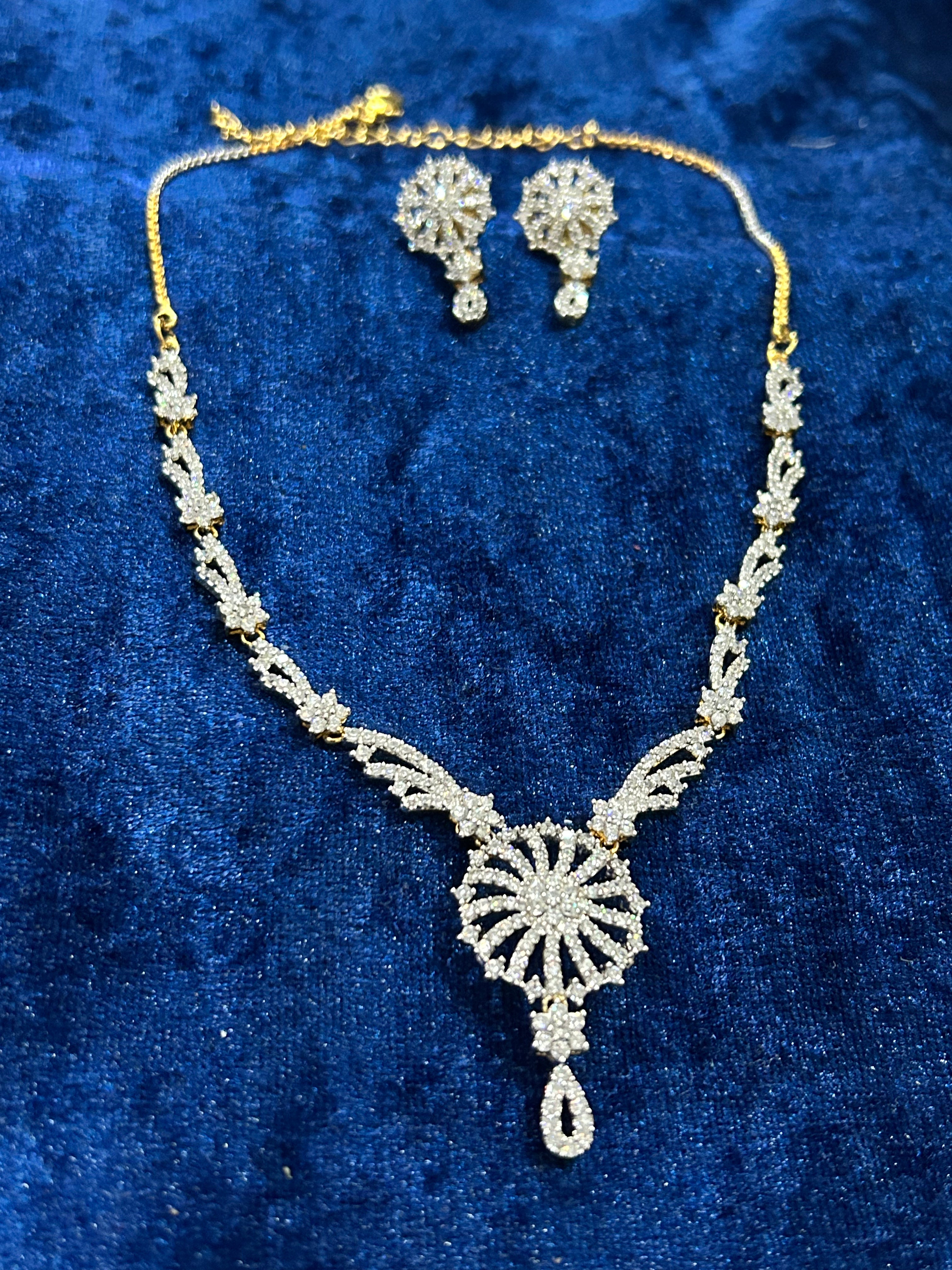 Glistening Aura – Premium Silver Plated Necklace & Earrings Set