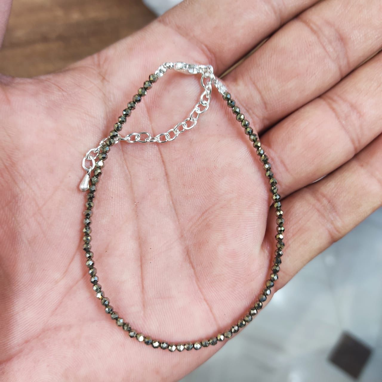 Natural Pyrite Adjustable Anklet for Women – Stylish Charm for Prosperity & Wealth