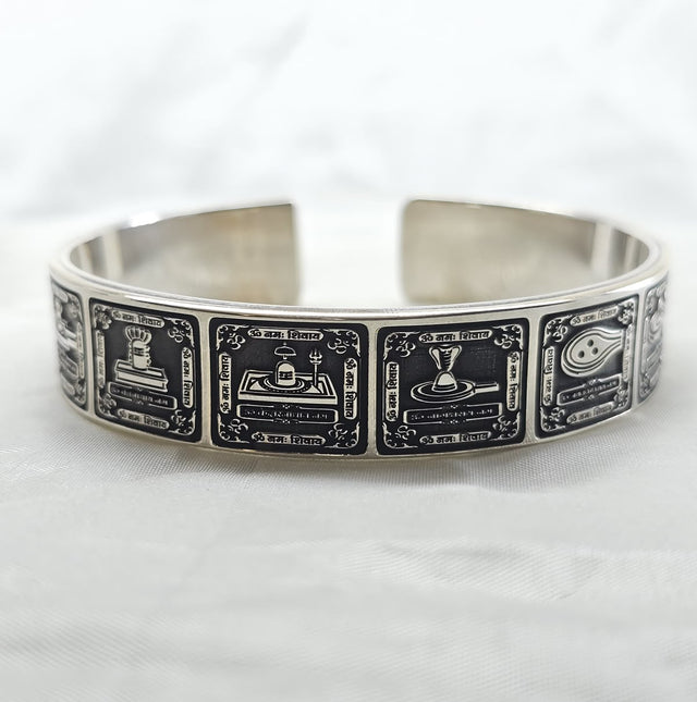 Handmade 925 Silver 12 Jyotirling Kada | Shiv Bhakt Collection | BIS Hallmarked