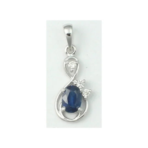 Graceful Blue Sapphire Pendant Crafted in White Gold