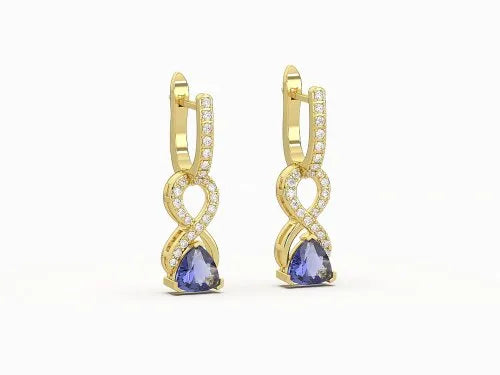 Elegant Tanzanite Earrings with Real Diamonds – A Touch of Royal Glamour