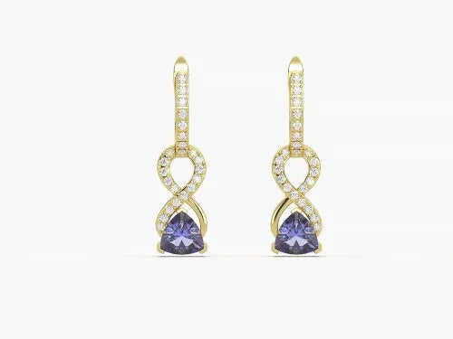 Elegant Tanzanite Earrings with Real Diamonds – A Touch of Royal Glamour