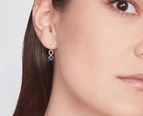 Elegant Tanzanite Earrings with Real Diamonds – A Touch of Royal Glamour