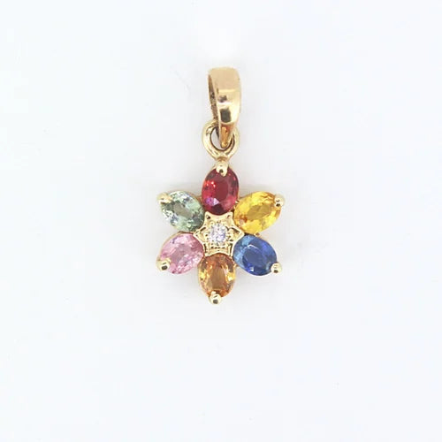 Rainbow Sapphire & Diamond Pendant in Yellow Gold – A Statement of Style