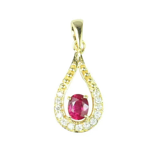 Timeless Ruby & Diamond Pendant Crafted in Fine Gold