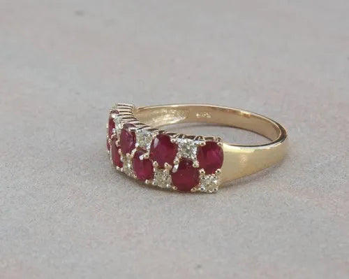 Half Eternity Ruby & Diamond Ring – Elegant and Unique