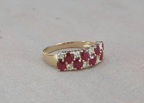 Half Eternity Ruby & Diamond Ring – Elegant and Unique