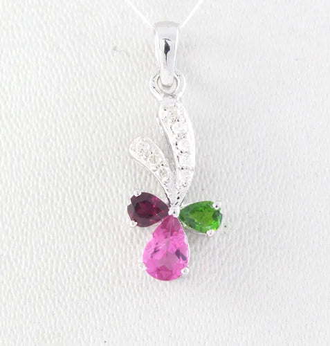Heirloom Elegance: 18K White Gold Tourmaline & Diamond Pendant