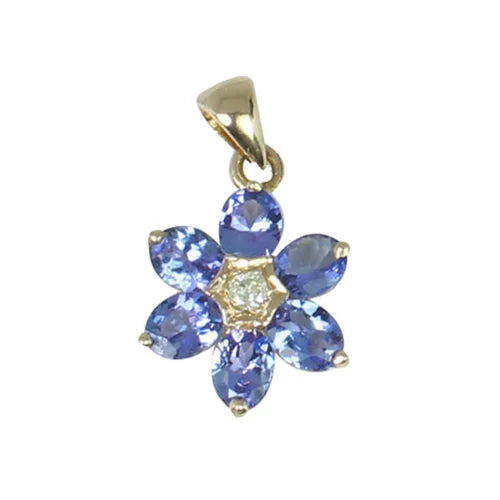 Timeless Gold Pendant Featuring Oval Tanzanite & Floral Design