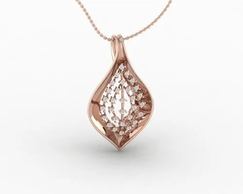 Delicate Diamond Leaf Pendant in Rose Gold Mesh – Elegant, Ethereal & Handcrafted