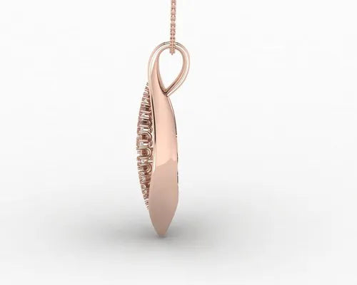 Delicate Diamond Leaf Pendant in Rose Gold Mesh – Elegant, Ethereal & Handcrafted