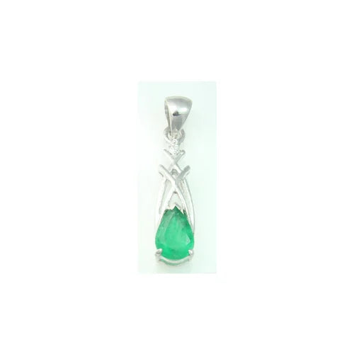 Exquisite Pear Emerald Pendant in Elegant White Gold