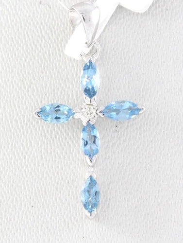 Dazzling Aquamarine & Diamond Pendant – Crafted in 18K White Gold
