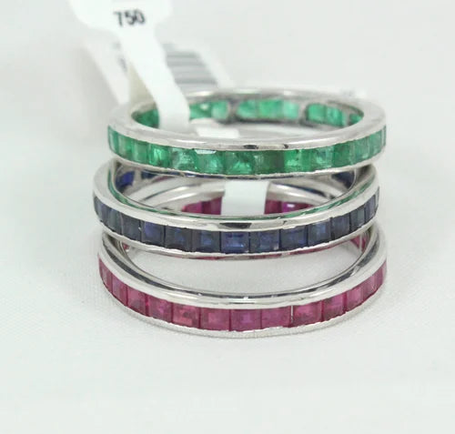 Trinity of Royalty – Natural Ruby, Emerald & Sapphire Band Ring