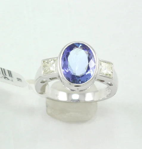 Radiant Tanzanite & Diamond Ring in 14K/18K Gold – A Rare Treasure