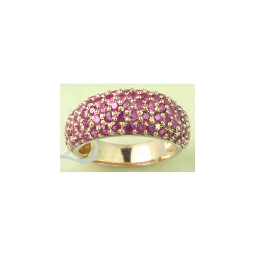 Crimson Crown – Natural Ruby Half Band in 14K Broad Yellow Gold