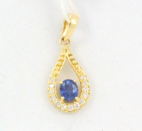 Elegant Sapphire & Diamond Pendant in Yellow Gold – Timeless Luxury